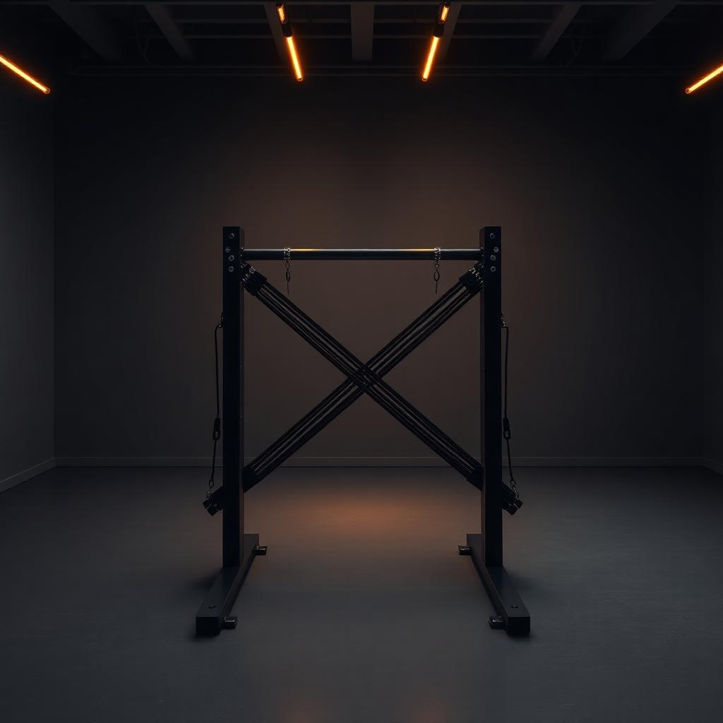Matte black cable crossover machine under amber lighting